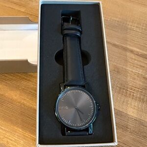 Arvo Unisex Times Edison Black Leather Watch